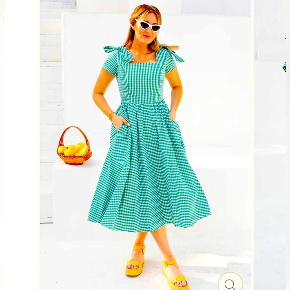 NWT Ivy City Co Blakley Dress in green gingham M